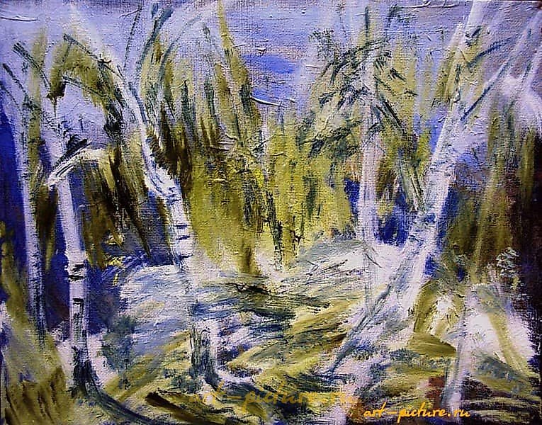 The translation of the text is "Foreboding of Spring oil, canvas."