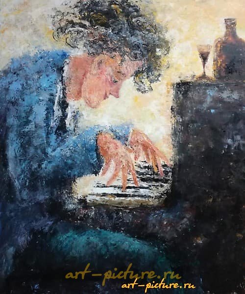 "Drunken blues, oil on canvas."