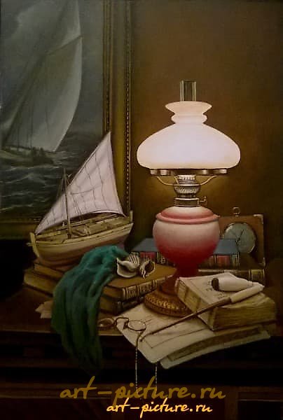 灯和油画布