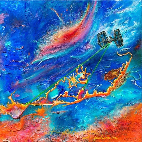 The Battle of Yavin, acrylic, canvas