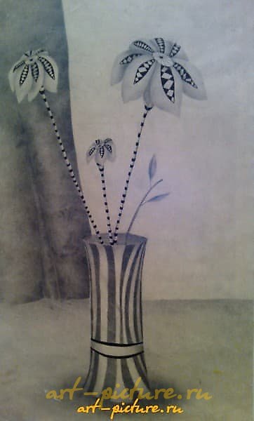 "Striped flowers paper, pencil"