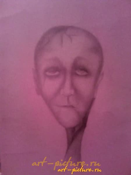 The translation of the text "Портрет тонированная бумага,карандаш" into English is "Portrait on toned paper, pencil."