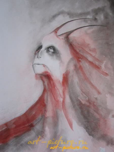 "From the abyss: watercolor, pencil, watercolor paper."