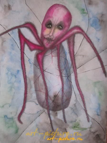Spider watercolor, pencil, watercolor paper
