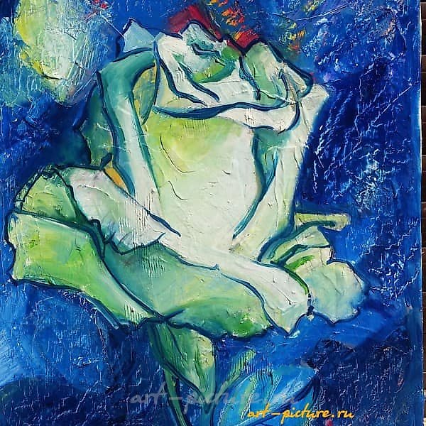 白玫瑰 油画，画布