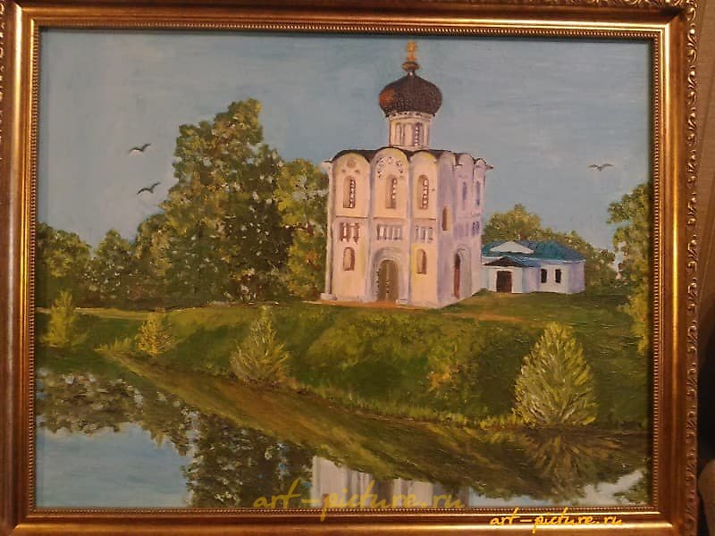 "Pokrova oil, canvas on cardboard."