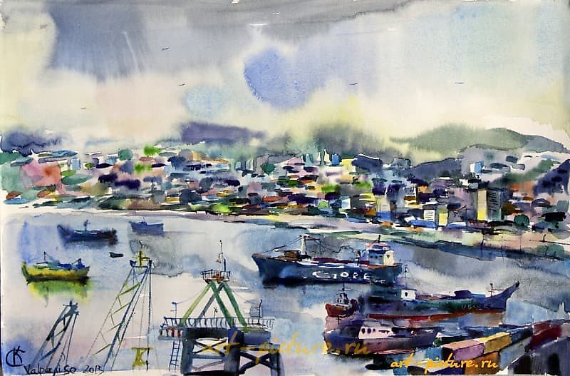 The translation of "CHILE AQUARELLE,PAPER" into English is "CHILE WATERCOLOR, PAPER."