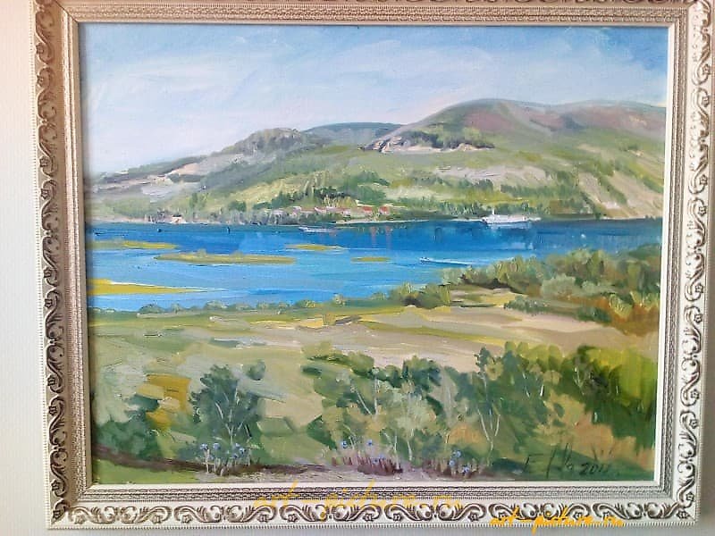 "Volga landscape, Tsarevshchina - Falcon Mountain, canvas, oil"