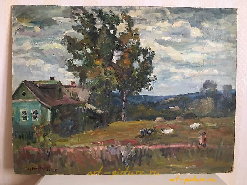 "Summer in the village of Maslo, hardboard"