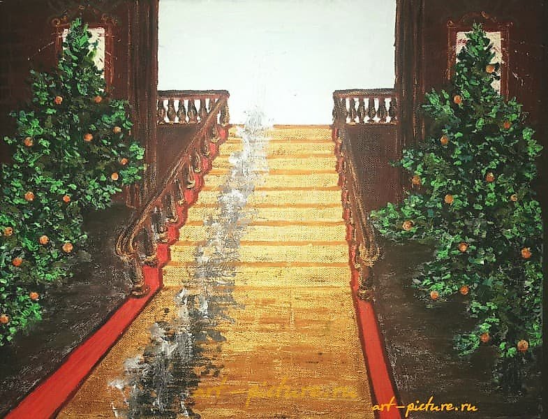 The translation of the text is: "Path of Consciousness, Canvas, Oil, Acrylic."