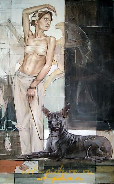 "保护" 油画，画布