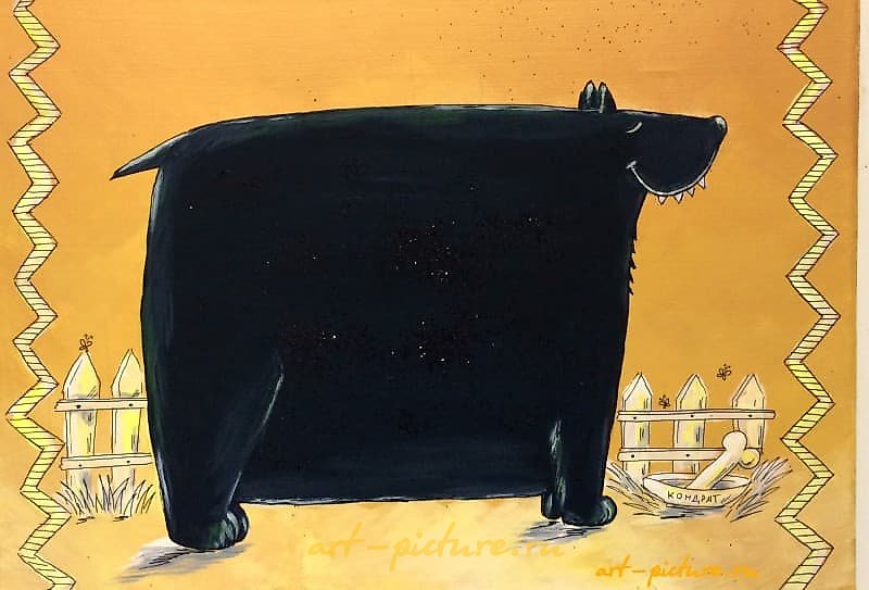 Black Kondrat -) Canvas on stretcher, acrylic, liner, glitter