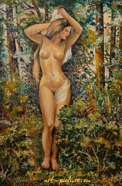 «在白桦树间» 布面油画