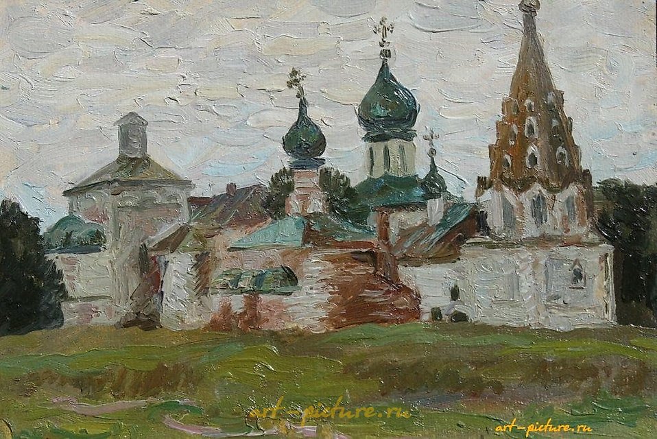 храм. 纸板，油画。28 x 21 厘米。