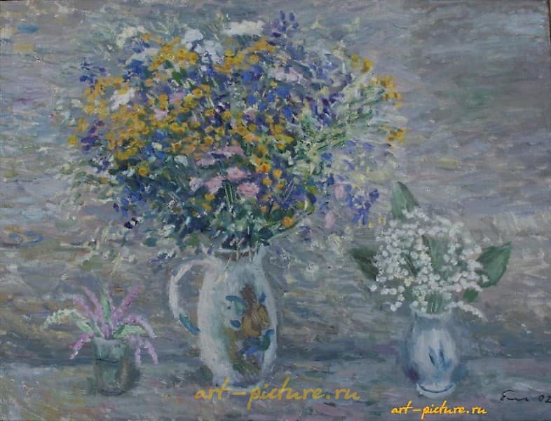 野花，林花。油画，画布。61 x 81 厘米