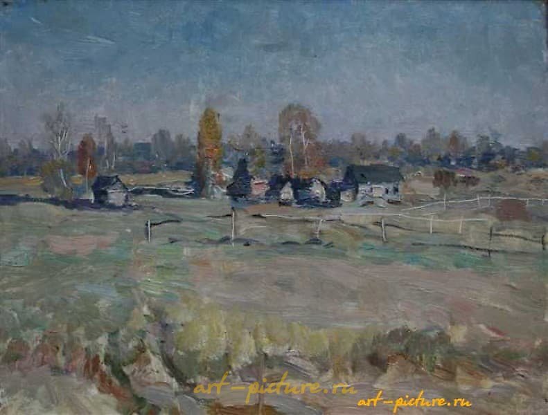 Village of Vodilki. Canvas, oil. 27 x 36 cm.