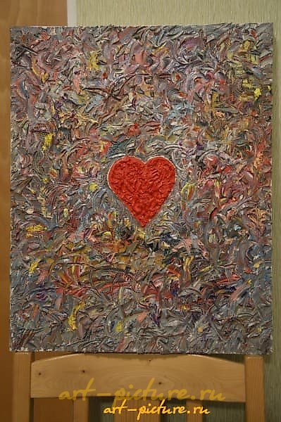 The text "Сердце Творца холст масло" translates to "Heart of the Creator oil on canvas" in English.