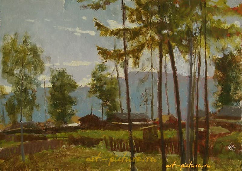 The hot evening is made of hardboard, oil.