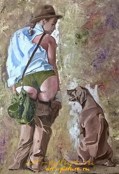 The translation of the text "Верные друзья холст, масло" into English is "Faithful friends canvas, oil."