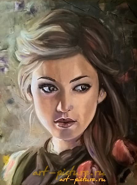 The portrait of an unknown woman, canvas, oil.