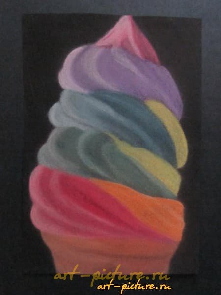"Ice cream - that's what I love! Dry pastel, paper."