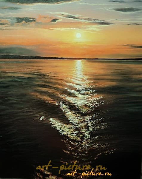 在伊尔提什河的日落 油画，画布