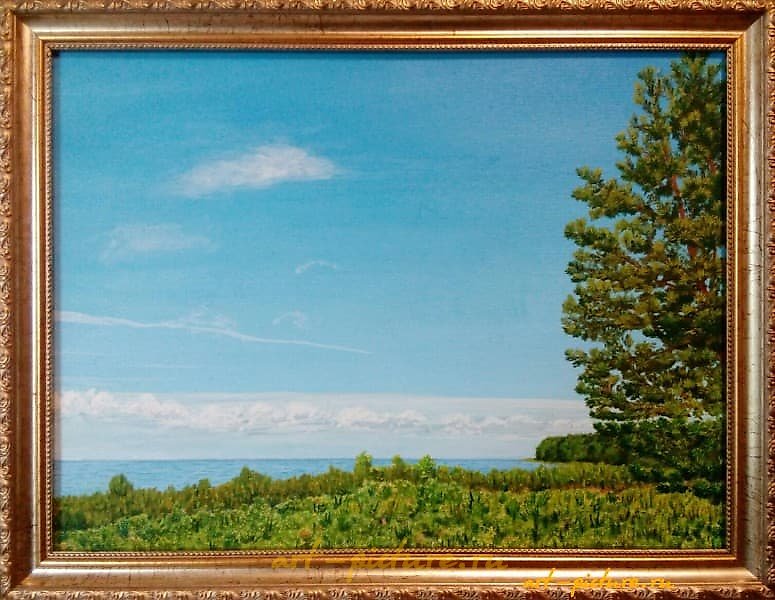 "Pine by the Sea, Canvas, Oil"