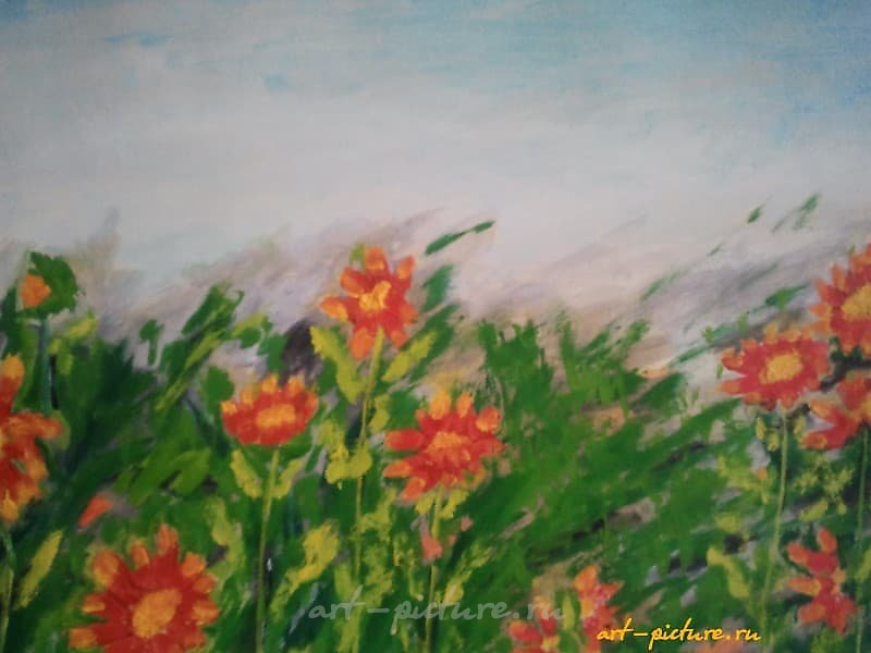 The translation of "Гайлардия Бумага, масло" into English is "Gaillardia Paper, oil."