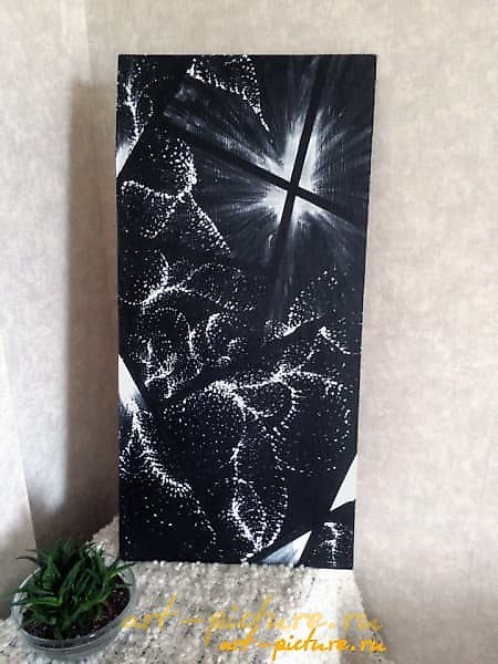 The translation of the text "Крест акрил, дерево" into English is "Cross acrylic, wood."