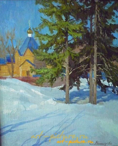 View of the Annunciation Church. Penza, oil on fiberboard.
