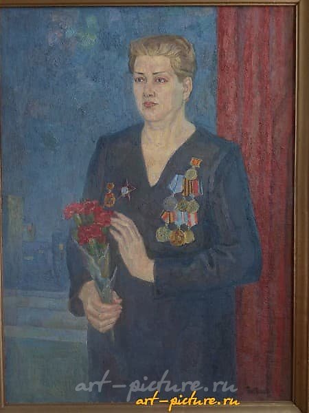 The translation of the text is: 

"Sanitary instructor Ivanova L.A. Canvas, oil"