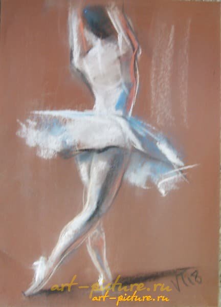 The translation of the text "Балерина перед зеркалом пастель, бумага" into English is "Ballerina in front of a mirror pastel, paper."