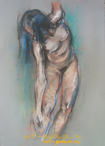 倾斜的裸体粉彩，纸张