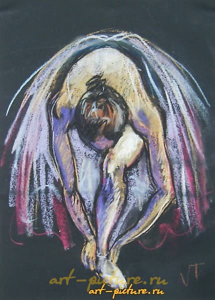 The translation of the text into English is: "Preparing for the performance: pastel, paper."