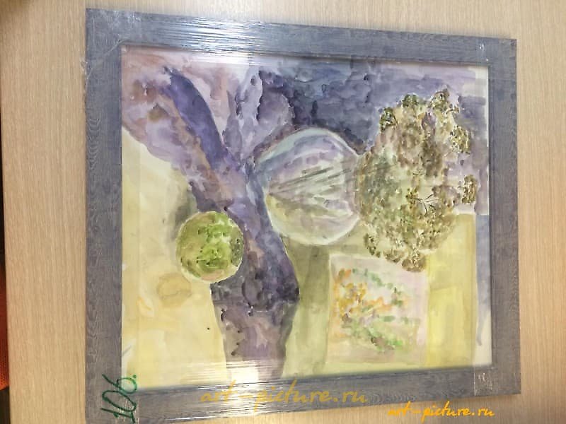 The translation of "Натюрморт акварель" into English is "Watercolor Still Life."