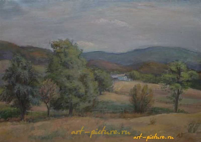 克里米亚的主题。布面油画。44 x 62 厘米