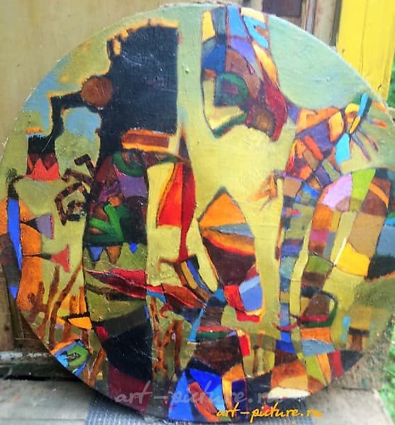 The translation of "Семья масло, холст" into English is "Family oil, canvas."