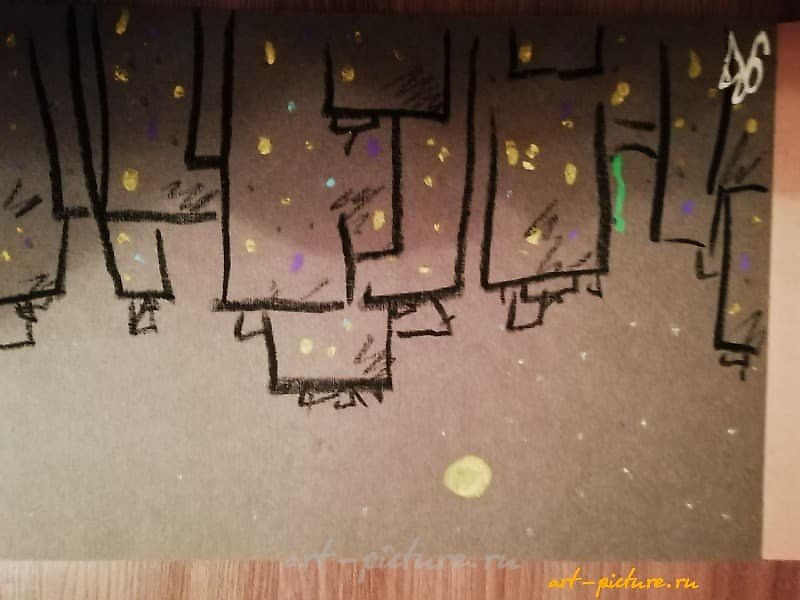 The translation of "Город" Масляная пастель is "City" Oil Pastel.