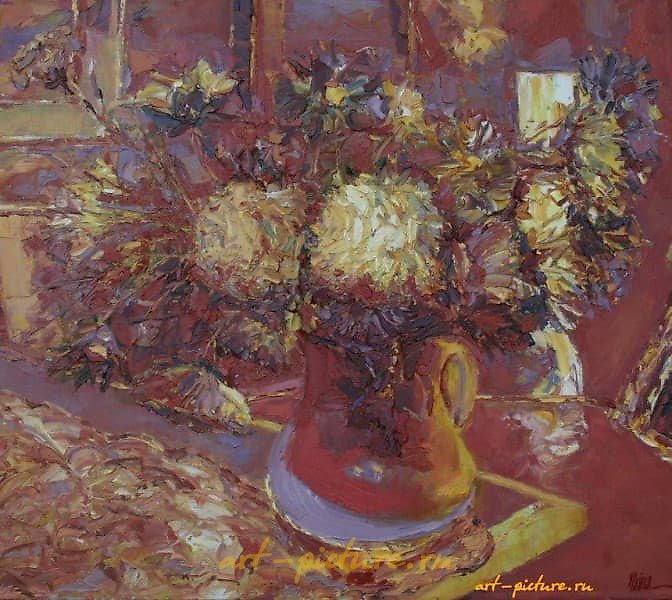 红色室内。画布，油画。70 x 80 厘米。