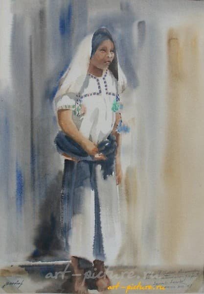 Mexican girl. Watercolor. 56 x 40 cm.