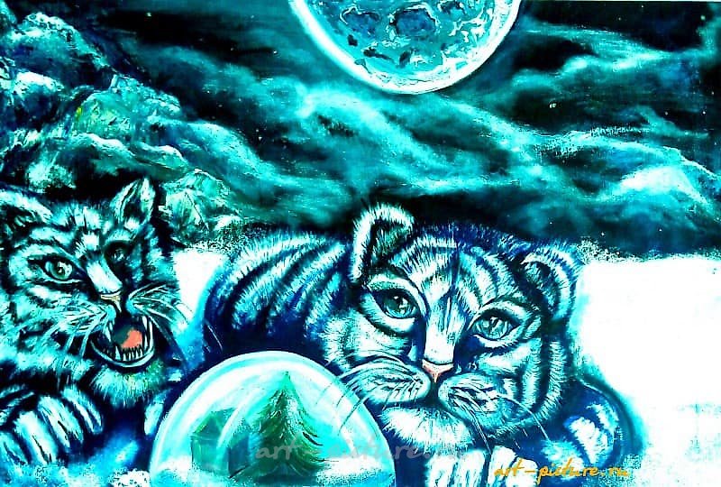 The translation of the text is: "There on unseen paths... Canvas oil."