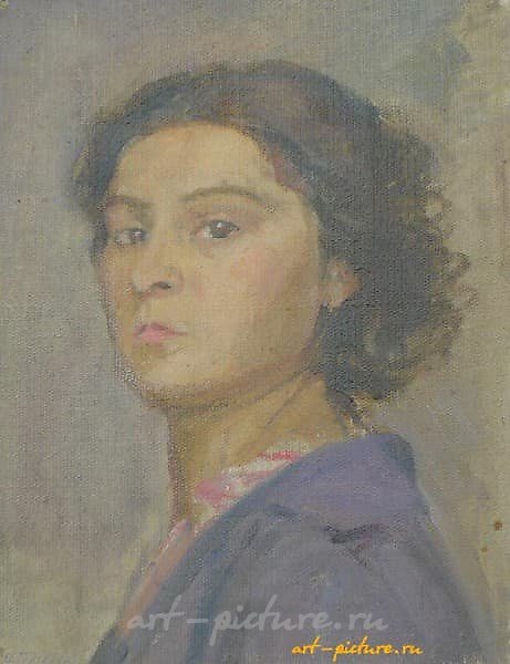 自画像。纸板，油画。28 x 21 厘米。