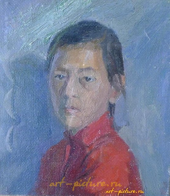 日本女人。纸板，油画。28 x 21 厘米。