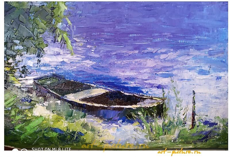 The translation of "Лодка Масло, холст" into English is "Boat Oil, canvas."