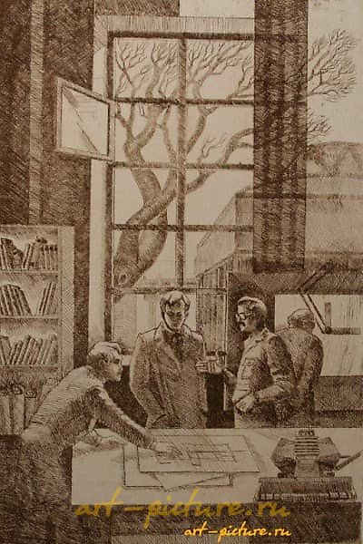 Design Department. Agricultural Machines Factory (from the series). Paper, sepia. 42 × 29 cm.