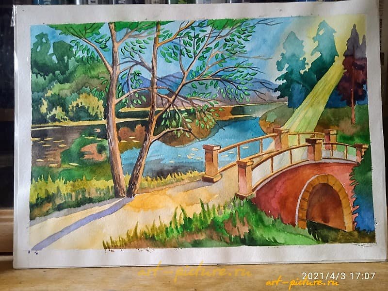 秋天在公园 水彩，纸张