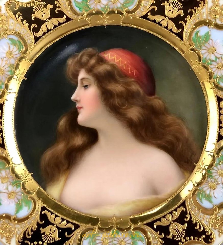 Royal Vienna Porcelain , ROYAL VIENNA PORTRAIT PLATE SIGNED WAGNER