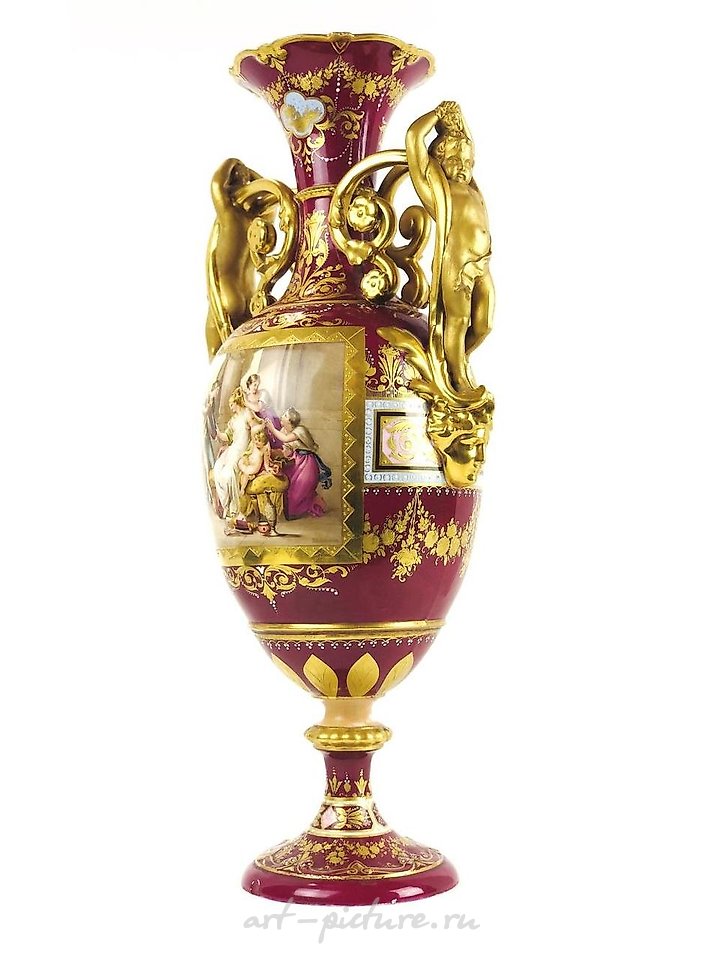 Royal Vienna Porcelain , A FINE HAND PAINTED ROYAL VIENNA FIGURAL VASE, SIGNED