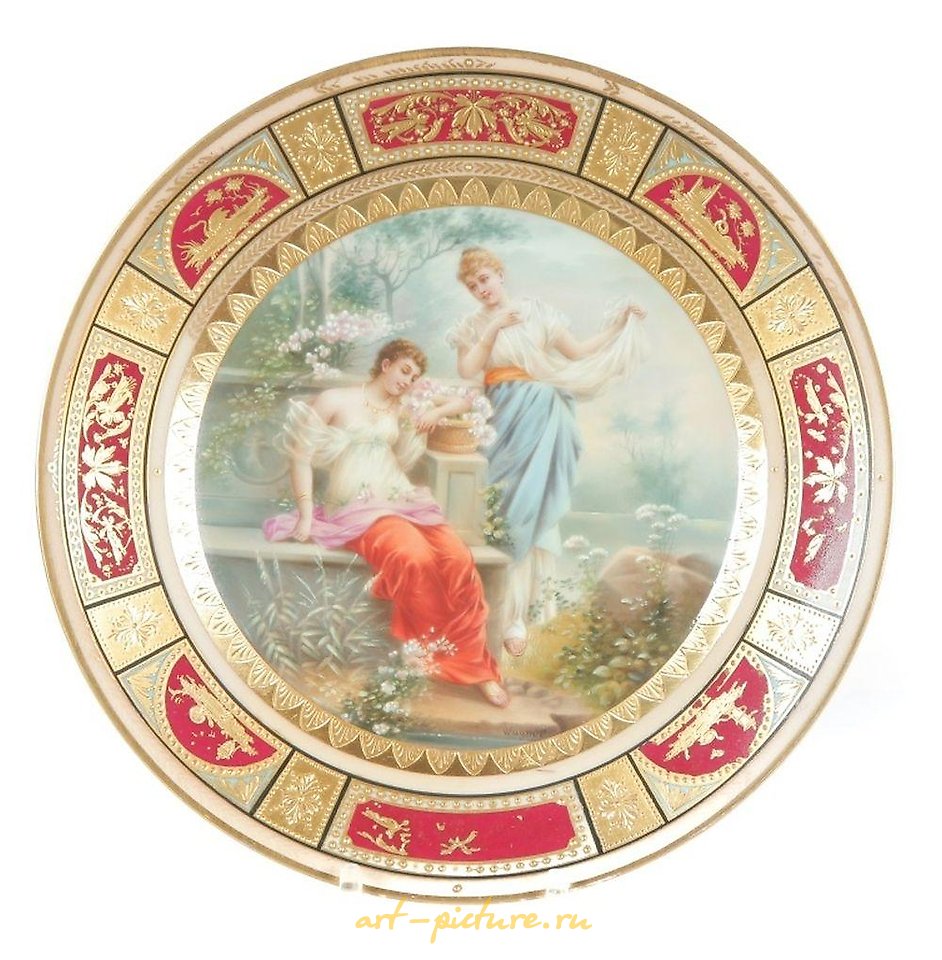 Royal Vienna Porcelain , ROYAL VIENNA PLATE ARTIST SIGNED WAGNER.