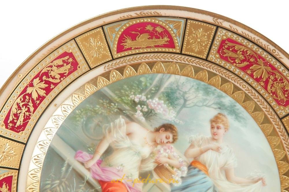 Royal Vienna Porcelain , ROYAL VIENNA PLATE ARTIST SIGNED WAGNER.